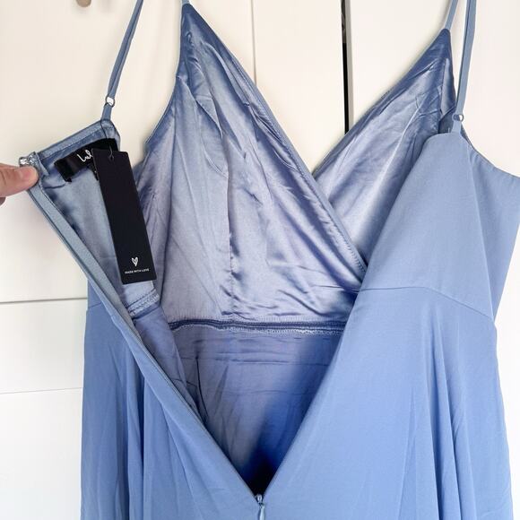 Lulus All About Love Slate Blue Maxi Dress SMALL Lined Formal Chiffon NEW - Picture 8 of 12